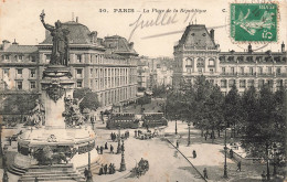 FRANCE - Paris - La Place De La République - Animé - Bus - Carte Postale Ancienne - Squares