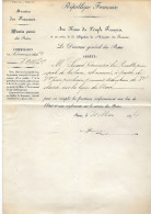 Arrêté 30 Mai 1874  Ministère Finances - Direction Postes - Commission De Commis Sédentaire - Au Nom Du Peuple Français - Non Classés