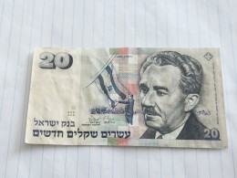 Israel-20 NEW SHEQALIM-MOSHE SHARET-(1993)(567)(LORINCZ/FRENKEL)-(3008234367)-without A Circle-wrinkle-used - Israel