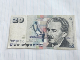 Israel-20 NEW SHEQALIM-MOSHE SHARET-(1993)(568)(LORINCZ/FRENKEL)-(2734581888)-without A Circle-wrinkle-used - Israele