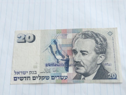 Israel-20 NEW SHEQALIM-MOSHE SHARET-(1993)(579)(LORINCZ/FRENKEL)-(2823174207)-without A Circle-wrinkle-used - Israele