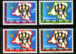 1963 Congo National Reconciliation Congo Map，4v MNH - Ungebraucht