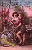 FANTAISIE - Enfants - Vélo - Fleurs - Heureux Anniversaire - Carte Postale Ancienne - Altri & Non Classificati