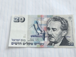 Israel-20 NEW SHEQALIM-MOSHE SHARET-(1993)(583)(LORINCZ/FRENKEL)-(2619303723)-without A Circle-Fold-XXF    -used - Israël