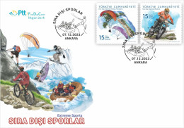 Turkey - 2023 - Extreme Sports ( Parachute And Motocross) - FDC - Lettres & Documents