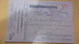 WWI INGOLSTADT KRIEGSGEFANGENENDUNG  FRANCE COMITE SECOURS PRISONNIERS GUERRE NOIRETABLE DE VILLECHAIZE COMTESSEE - Prisoners Of War Mail