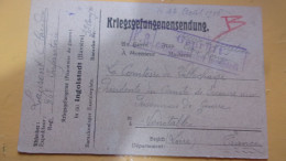 WWI INGOLSTADT KRIEGSGEFANGENENDUNG  FRANCE COMITE SECOURS PRISONNIERS GUERRE NOIRETABLE DE VILLECHAIZE COMTESSEE - Correos De Prisioneros De Guerra