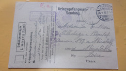 WWI KRIEGSGEFANGENENDUNG  LIMBURG LAHN  GEFANGENEN  CAMPS DE PRISONNIERS - Prisoners Of War Mail