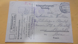 WWI KRIEGSGEFANGENENDUNG  LIMBURG LAHN  GEFANGENEN  CAMPS DE PRISONNIERS - Correos De Prisioneros De Guerra