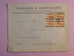 AP0  GRECE   BELLE LETTRE  1931 ATHENES A BORDEAUX    FRANCE +  BLOC  DE 4 TP+AFF.  INTERESSANT+++ - Lettres & Documents