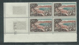 France N° 981 XX Baie D'Ajaccio  En Bloc De 4 Coin Daté Du  24 . 6. 54 ; Sans Trait Sans Charnière, TB - 1950-1959