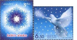 Estonia Estland Estonie 2001 Christmas Set Of 2 Stamps MNH - Pigeons & Columbiformes