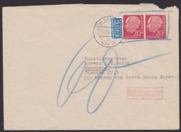 P20, 2 Ganzsachenausschnitte Als MeF Auf Bedarfsbrief, 1955, Nachgebühr - Postcards - Used