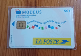 ANCIENNE CARTE A PUCE PORTE MONNAIE MODEUS LA POSTE 50 FRANCS NEUVE NSB !!! - Parkeerkaarten