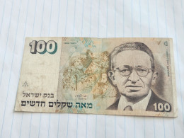 Israel-100 NEW SHEQALIM-YITZHAK BEN ZVI-president-(1986)(605)(MENDELBAUM/SHAPIRA)-(1220536514)-wrinkle-stain-used - Israele