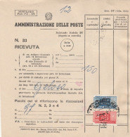 RICEVUTA CON PACCHI POSTALI 1955 (EX827 - Postpaketten