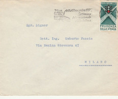 LETTERA 1957 L.25 PRUDENZA SULLA STRADA TIMBRO SETTIMANA INTERNAZIONALE DELLA LETTERA (EX23 - 1946-60: Marcophilia