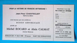 Politique, Pour La Victoire De F. MITTERRAND, Buffet Républicain, Le Blanc, Indre, 1988, Frais Fr 1.75e - Publicidad