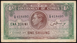 Cyprus 1 Shilling 1946 VF Rare George VI Banknote - Chipre