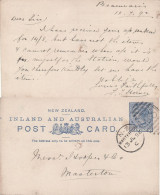 NEW ZEALAND 1892 POSTCARD SENT FROM MASTERTON - Briefe U. Dokumente