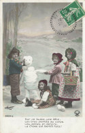 Enfants & Bonhomme De Neige * Série De 4 Cartes Photos * Snowman * Child Children * Hiver * Pipe Tabac - Sonstige & Ohne Zuordnung