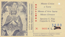 BIGLIETTO INGRESSO MUSEO S.GIMIGNANO (HB652 - Tickets D'entrée