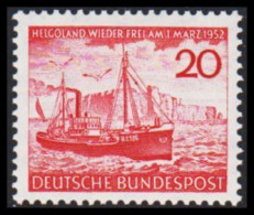 1952. DEUTSCHE BUNDESPOST Rückgabe Der Insel Helgoland 20 Pf. Hinged.  (Michel 152) - JF539118 - Ungebraucht