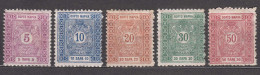 Serbia Kingdom 1895 Porto On Silk Fiber Paper Mi#1-5 Mint Hinged - Servië