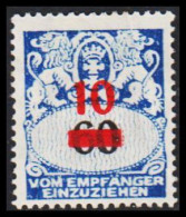 1932. DANZIG. PORTOMARKE. 60 (Pf.) Overprinted 10 In Red. Fold, Hinged.
 - JF539130 - Segnatasse