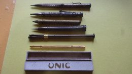 BEL ENSEMBLE DE 6 PORTE MINES CRAYON DONT UNIC EN BOITE PUB HUILES RENAULT PHOSCAO ... - Pens