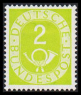 1951-1952. DEUTSCHE BUNDESPOST Posthorn 2 Pf. Hinged.  (Michel 123) - JF539136 - Ungebraucht