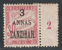 ZANZIBAR - TAXE : N°4 * (1897) Taxe Surchargé - Neufs