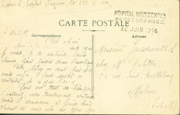 Guerre 14 Cachet Hôpital Militaire Complémentaire Negresco Nice 30 Juin 1915 CPA Nice Jetée Promenade Palmiers - Guerra Del 1914-18