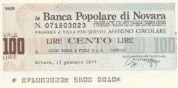 MINIASSEGNO BANCA POP NOVARA L.100 LUIGI BOSCA FDS (HC1600 - [10] Checks And Mini-checks