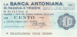 MINIASSEGNO BANCA ANTONIANA L.100 UN COMM TRIESTE FDS (HC1594 - [10] Checks And Mini-checks