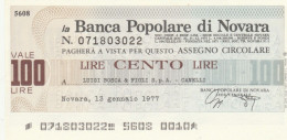 MINIASSEGNO BANCA POP NOVARA L.100 LUIGI BOSCA FDS (HC1599 - [10] Checks And Mini-checks