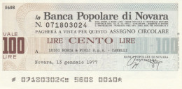 MINIASSEGNO BANCA POP NOVARA L.100 LUIGI BOSCA FDS (HC1598 - [10] Checks And Mini-checks