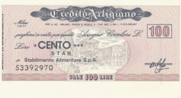 MINIASSEGNO CREDITO ARTIGIANO L.100 STAR FDS (HC1579 - [10] Checks And Mini-checks