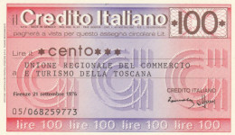 MINIASSEGNO CREDITO ITALIANO L.100 UN REG COMM TOSCANA FDS (HC1572 - [10] Checks And Mini-checks