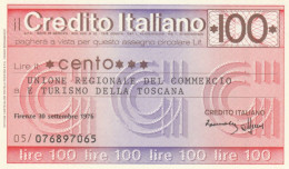 MINIASSEGNO CREDITO ITALIANO L.100 UN REG COMM TOSCANA FDS (HC1569 - [10] Checks And Mini-checks