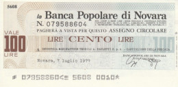 MINIASSEGNO B.POPOLARE NOVARA L.100 INDUSTRIE TESSILI PAOLETTI FDS (HC1571 - [10] Checks And Mini-checks