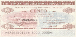 MINIASSEGNO IST.CENTR.BANCHE POPOLARI ITALIANE L.100 AUTOSTRADE FDS (HC1566 - [10] Checks And Mini-checks