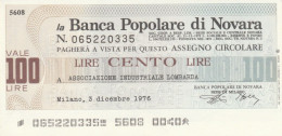 MINIASSEGNO  B.POPOLARE NOVARA L.100 ASS IND LOMBARDA FDS (HC1562 - [10] Checks And Mini-checks