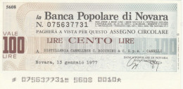 MINIASSEGNO  B.POPOLARE NOVARA L.100 DIST.CANALLESE FDS (HC1563 - [10] Checks And Mini-checks