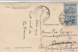 CARTOLINA VIAGGIATA ROMA VATICANO 2X25 Piega Centrale 1929 (HC627 - Briefe U. Dokumente