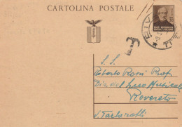 INTERO POSTALE C.30 MAZZINI RSI 1944 TIMBRO TRENTO TASSATO (HC526 - Ganzsachen