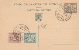 INTERO POSTALE C,50 1945 +SEGNATASSE C.5+C.10 TIMBRO CITTA' DEL VATICANO (HC431 - Entiers Postaux