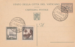 INTERO POSTALE C.50 +25+30 1945 TIMBRO CITTA' DEL VATICANO (HC432 - Postal Stationeries