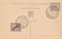 INTERO POSTALE C.75 1945 +SEGNATASSE C.5 TIMBRO CITTA' DEL VATICANO (HC430 - Entiers Postaux