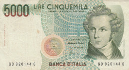 BANCONOTA ITALIA BANCA D'ITALIA L.5000 BELLINI VF (HC1873 - 5000 Lire